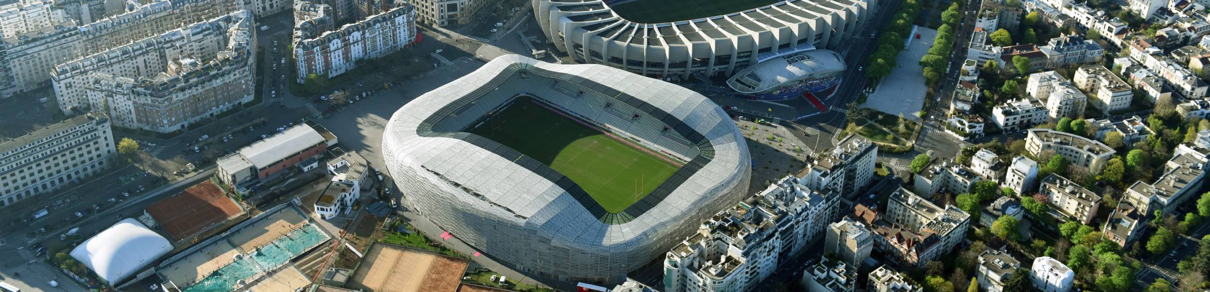 Sports facility grounds of the Arena stadium Stade Jean Bouin on Avenue du General Sarrail in Paris in Ile-de-France, France